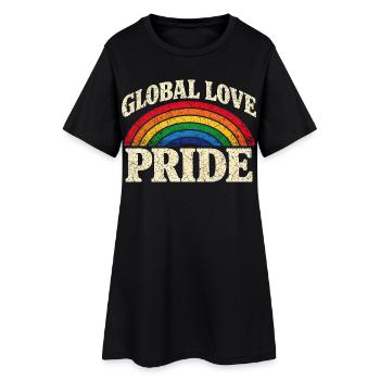 Global Love Pride Regenbogen Vintage T-Shirt  - Frauen T-Shirt-Kleid - Schwarz - Vorne