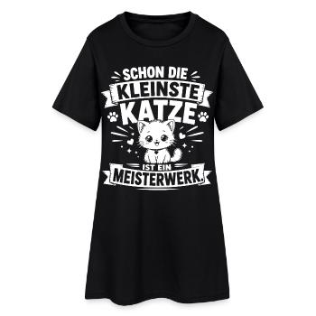 Schon die kleinste Katze ist ein Meisterwerk - Frauen T-Shirt-Kleid - Schwarz - Vorne