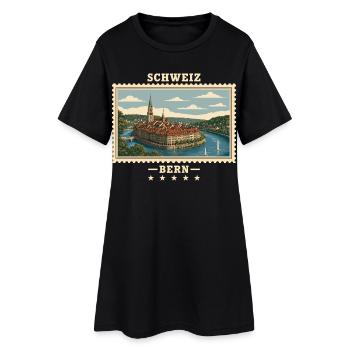 Schweiz Bern Vintage Reisemarke - Frauen T-Shirt-Kleid - Schwarz - Vorne