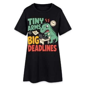 T-Rex mit kleinen Armen im Büro - Frauen T-Shirt-Kleid - Schwarz - Vorne