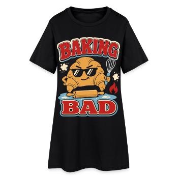 Baking Bad Croissant - Frauen T-Shirt-Kleid - Schwarz - Vorne