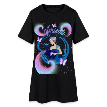 Wassermannfrau – Astrologiegeschenk - Frauen T-Shirt-Kleid - Schwarz - Vorne