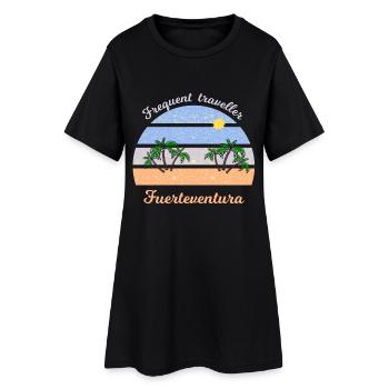 Frequent Traveler Fuerteventura Retro - Frauen T-Shirt-Kleid - Schwarz - Vorne