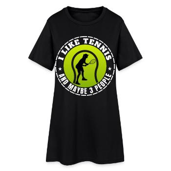 ICH MAG TENNIS UND VIELLEICHT DREI LEUTE - Frauen T-Shirt-Kleid - Schwarz - Vorne