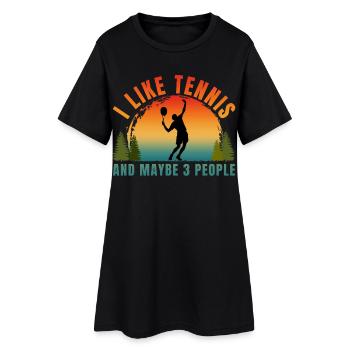 ICH MAG TENNIS UND VIELLEICHT DREI LEUTE - Frauen T-Shirt-Kleid - Schwarz - Vorne