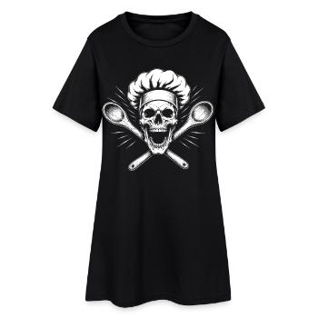 Cooking Skeleton with Spoon Cross - Women’s T-Shirt Dress - black - Front