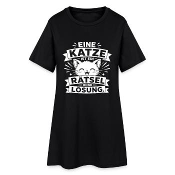 Eine Katze ist ein Rätsel ohne Lösung - Frauen T-Shirt-Kleid - Schwarz - Vorne