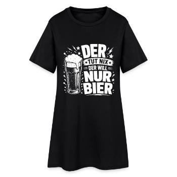 Bier Shirt - Der tut nix, der will nur Bier - Frauen T-Shirt-Kleid - Schwarz - Vorne