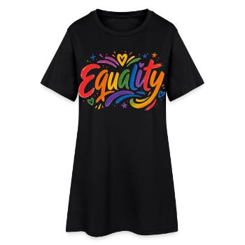 Equality Regenbogen T-Shirt CSD Pride - Frauen T-Shirt-Kleid - Schwarz - Vorne