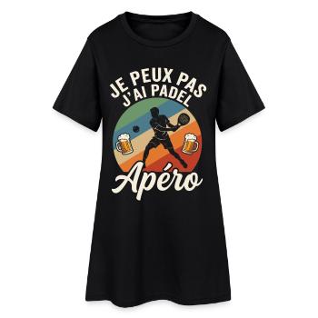 Je Peux Pas J'ai Padel et Apéro Humour - Robe T-shirt Femme - noir - Devant