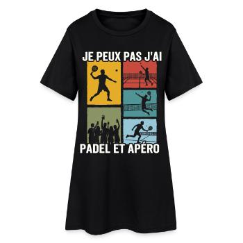 Je Peux Pas J'ai Padel et Apéro Humour - Robe T-shirt Femme - noir - Devant