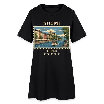 Finnland Turku Vintage Reisemarke - Frauen T-Shirt-Kleid - Schwarz - Vorne