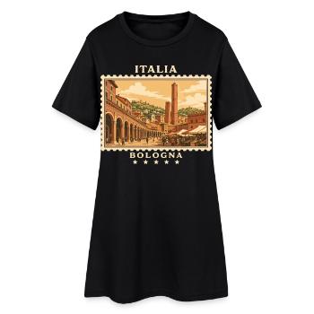 Italien Bologna Vintage Reisemarke - Frauen T-Shirt-Kleid - Schwarz - Vorne