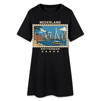 Niederlande Rotterdam Vintage Reisemarke - Frauen T-Shirt-Kleid - Schwarz - Vorne