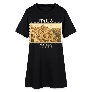Italien Matera Vintage Reisemarke - Frauen T-Shirt-Kleid - Schwarz - Vorne