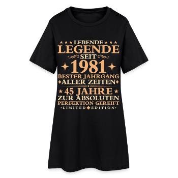 1981 Baujahr Geburtstag Vintage 45 Jahre - Frauen T-Shirt-Kleid - Schwarz - Vorne