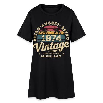 Vintage August 1974 Geburtstag August 1974 Berg - Frauen T-Shirt-Kleid - Schwarz - Vorne