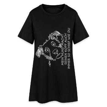 Dog portrait with funny saying - Women’s T-Shirt Dress - black - Front