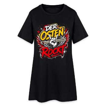 Der Osten rockt – Rock-Flag Design - Frauen T-Shirt-Kleid - Schwarz - Vorne