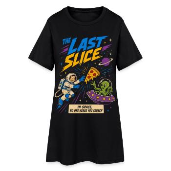 Das letzte Stück Pizza im Weltraum - Frauen T-Shirt-Kleid - Schwarz - Vorne