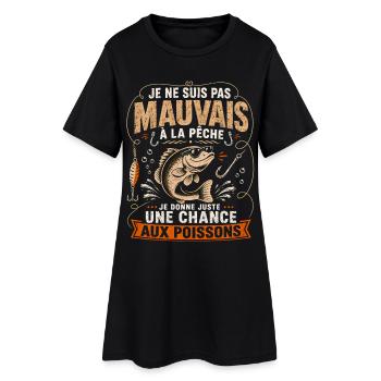 Pêche Humour Poisson Malicieux Cadeau Pêcheur - Robe T-shirt Femme - noir - Devant