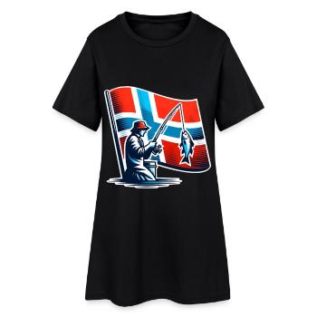 Norwegen Angler Motiv - Frauen T-Shirt-Kleid - Schwarz - Vorne