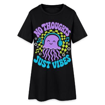 No Thoughts Just Vibes Qualle - Frauen T-Shirt-Kleid - Schwarz - Vorne