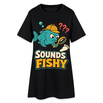 Sounds Fishy Detective Fish - Women’s T-Shirt Dress - black - Front