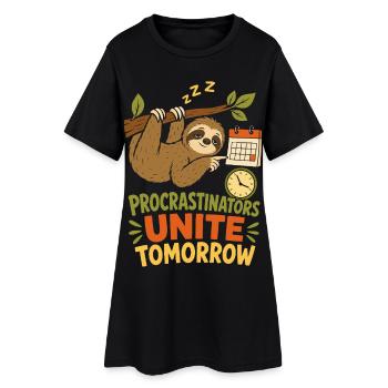 Procrastinators Unite Tomorrow - Frauen T-Shirt-Kleid - Schwarz - Vorne