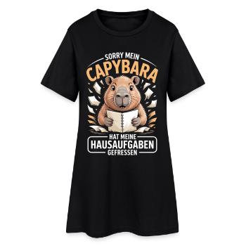 Capybara Hausaufgaben - Frauen T-Shirt-Kleid - Schwarz - Vorne