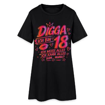 18. Geburtstag Mädchen 18 Jahre 2008 lustig Digga - Frauen T-Shirt-Kleid - Schwarz - Vorne