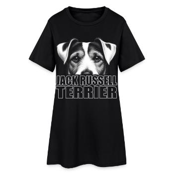 Jack Russell Terrier Portrait with Lettering - Women’s T-Shirt Dress - black - Front