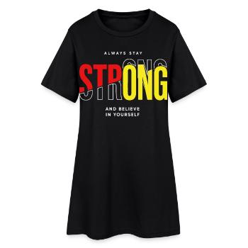 Always Strong: Leuchtend rot Gelb Tippfehler - Frauen T-Shirt-Kleid - Schwarz - Vorne