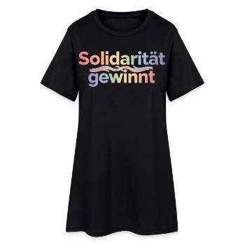 Solidarität Gewinnt Pastel Hoodie Demonstration - Frauen T-Shirt-Kleid - Schwarz - Vorne