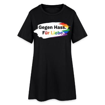 Gegen Hass Für Liebe Regenbogen T-Shirt CSD Pride - Frauen T-Shirt-Kleid - Schwarz - Vorne