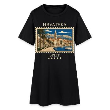Kroatien Split Vintage Reisemarke - Frauen T-Shirt-Kleid - Schwarz - Vorne