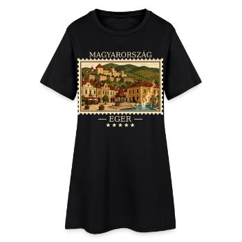 Ungarn Eger Vintage Reisemarke - Frauen T-Shirt-Kleid - Schwarz - Vorne