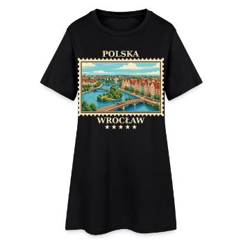 Polen Wrocław Vintage Reisemarke - Frauen T-Shirt-Kleid - Schwarz - Vorne