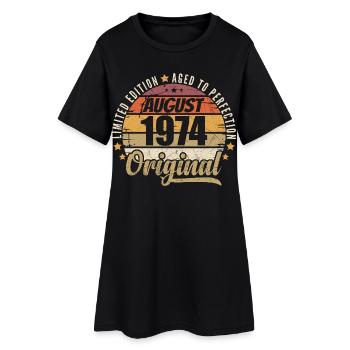 August 1974 Retro Vintage Geburtstag August 1974 - Frauen T-Shirt-Kleid - Schwarz - Vorne