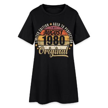 August 1980 Retro Vintage Geburtstag August 1980 - Frauen T-Shirt-Kleid - Schwarz - Vorne