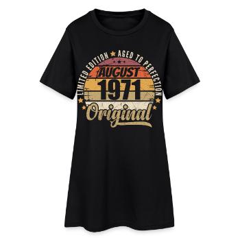August 1971 Retro Vintage Geburtstag August 1971 - Frauen T-Shirt-Kleid - Schwarz - Vorne
