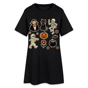Midnight Mischief Halloween-Set - Frauen T-Shirt-Kleid - Schwarz - Vorne