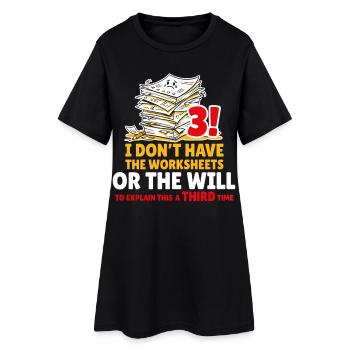 Dritter Aufschieber-Tee - Frauen T-Shirt-Kleid - Schwarz - Vorne