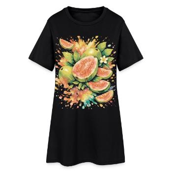 Tropische Guava Exotische Fruchtspritzkunst - Frauen T-Shirt-Kleid - Schwarz - Vorne