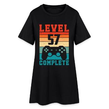 57. Geburtstag Level 57 Complete 57 Jahre Gamer - Frauen T-Shirt-Kleid - Schwarz - Vorne