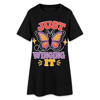 Just Winging It – Funny Butterfly - Women’s T-Shirt Dress - black - Front