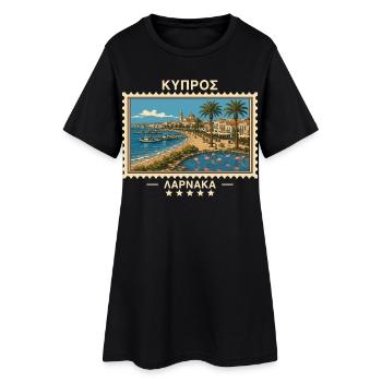 Zypern Larnaka Vintage Reisemarke - Frauen T-Shirt-Kleid - Schwarz - Vorne