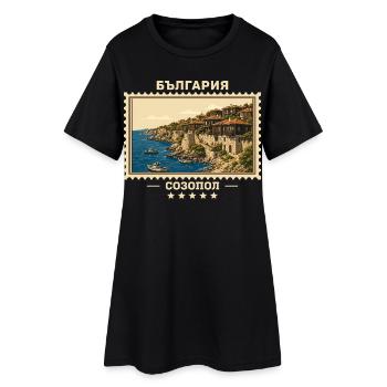 Bulgarien Sozopol Vintage Reisemarke - Frauen T-Shirt-Kleid - Schwarz - Vorne