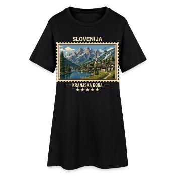 Slowenien Kranjska Gora Vintage Reisemarke - Frauen T-Shirt-Kleid - Schwarz - Vorne
