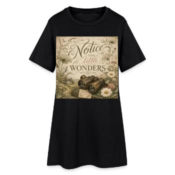 Wildflower Binoculars Retro Mural Nostalgia Decoration - Women’s T-Shirt Dress - black - Front